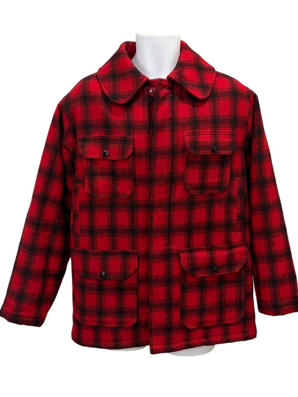 Vintage Woolrich Buffalo Plaid Mackinaw Jacket Mens 42 Hunting Chore Wool Blend